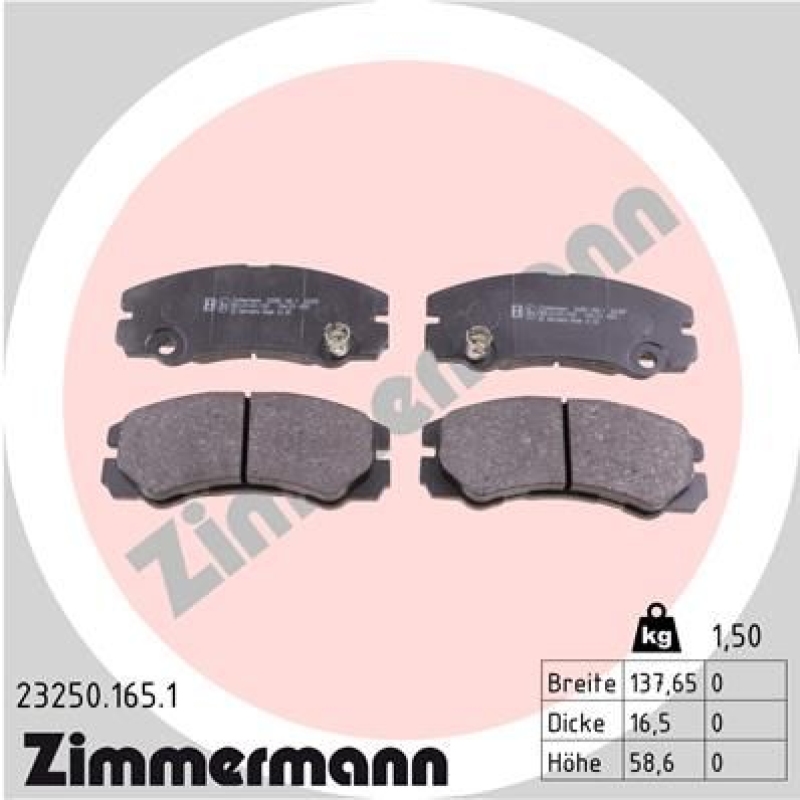 ZIMMERMANN Bremsbelagsatz, Scheibenbremse