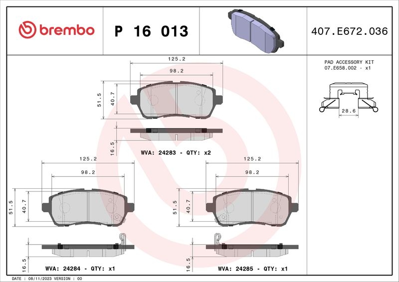 BREMBO Brake Pad Set, disc brake XTRA LINE