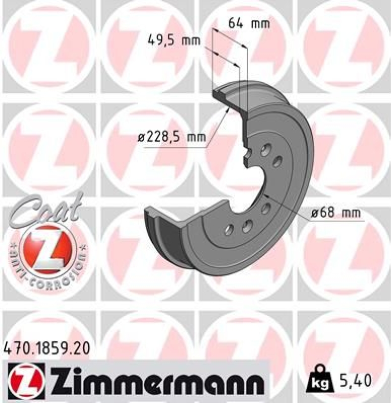 2x ZIMMERMANN Brake Drum COAT Z