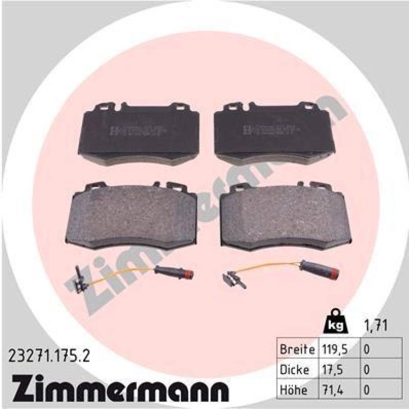 ZIMMERMANN Bremsbelagsatz, Scheibenbremse 23271.175.2