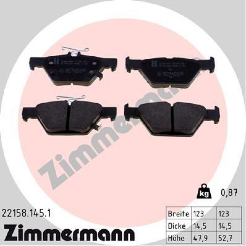 ZIMMERMANN Bremsbelagsatz, Scheibenbremse 22158.145.1