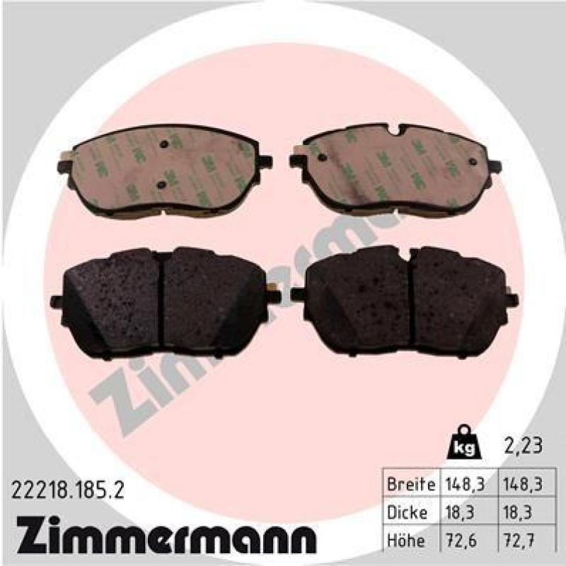 ZIMMERMANN Bremsbelagsatz, Scheibenbremse 22218.185.2