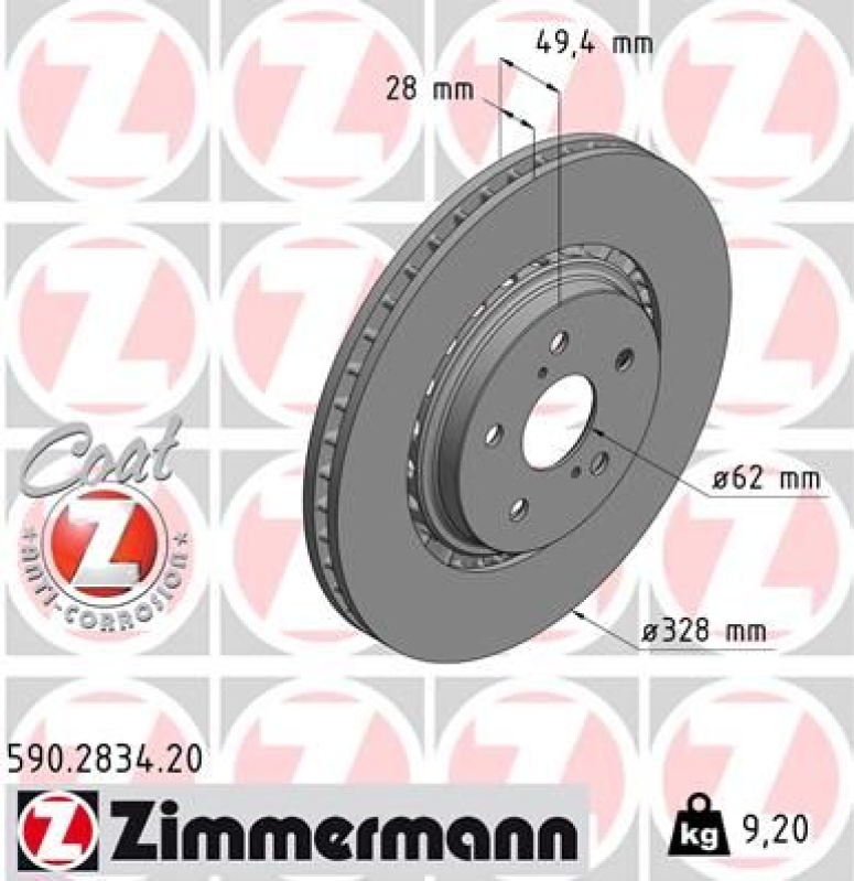 2x ZIMMERMANN Bremsscheibe COAT Z