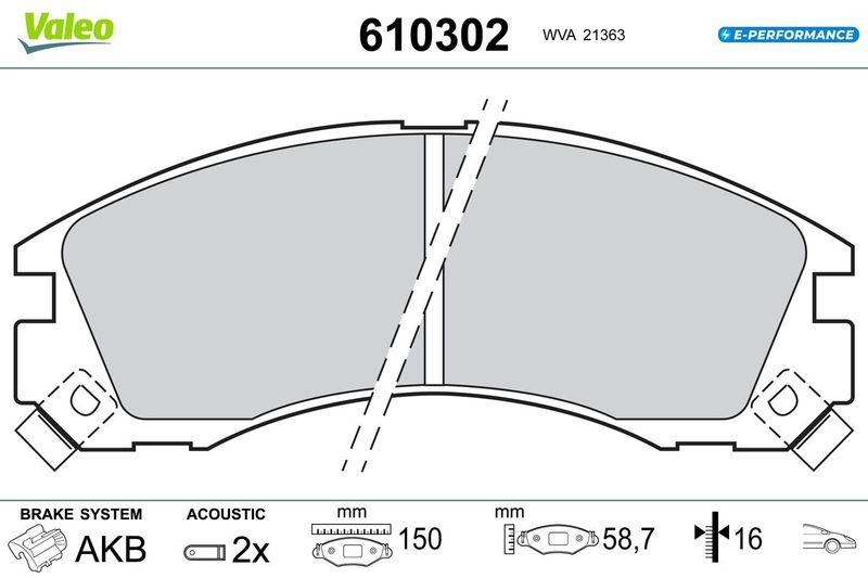 VALEO Bremsbelagsatz, Scheibenbremse E-PERFORMANCE 610302