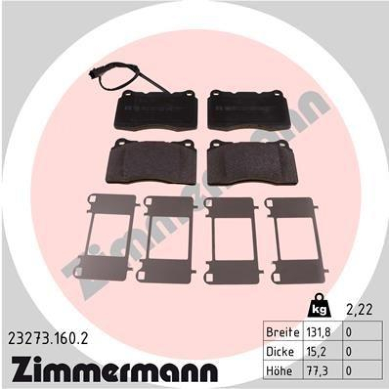 ZIMMERMANN Bremsbelagsatz, Scheibenbremse 23273.160.2