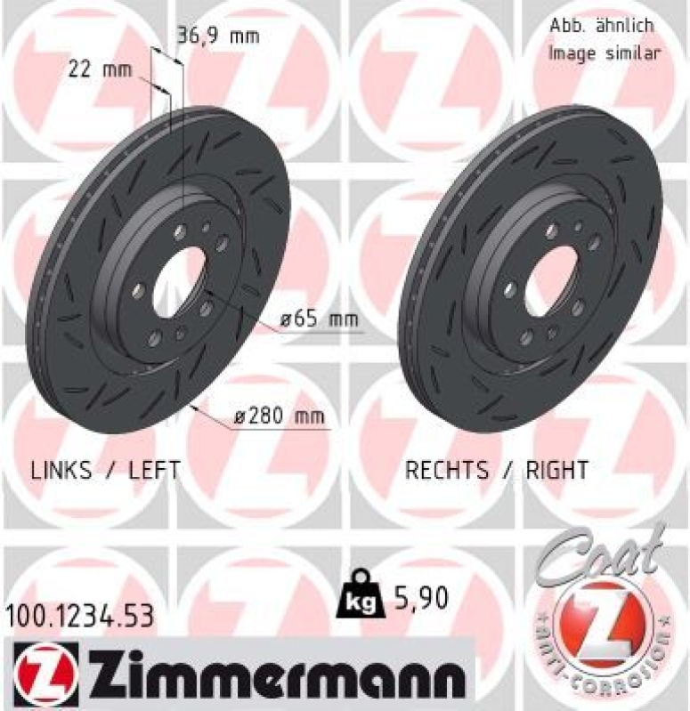 2x ZIMMERMANN Brake Disc BLACK Z