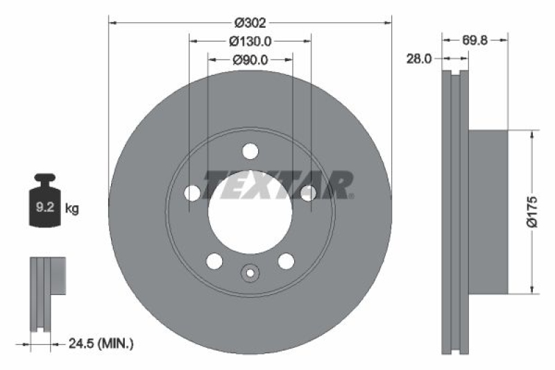 2x TEXTAR Bremsscheibe PRO