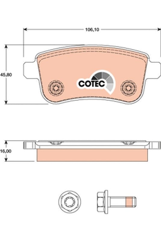 TRW 4x Bremsbeläge Bremsbelagsatz COTEC