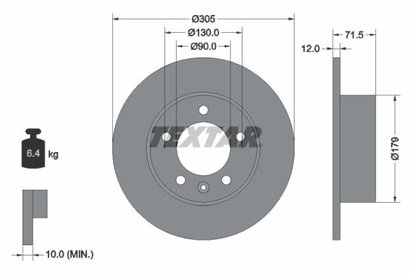 2x TEXTAR Bremsscheibe 92228700