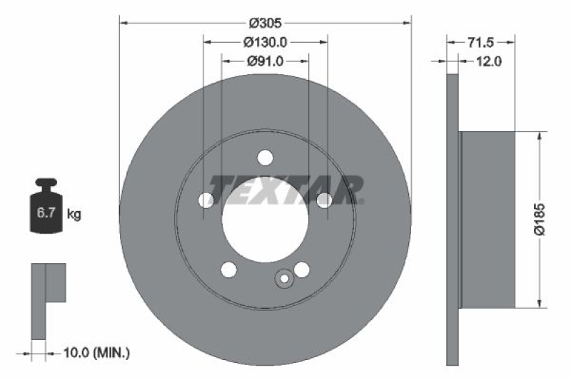 2x TEXTAR Bremsscheibe 92228800