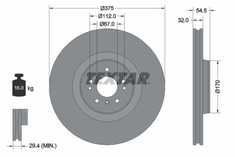 2x TEXTAR Bremsscheibe PRO