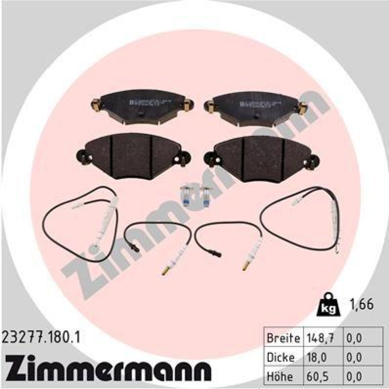 ZIMMERMANN Bremsbelagsatz, Scheibenbremse 23277.180.1