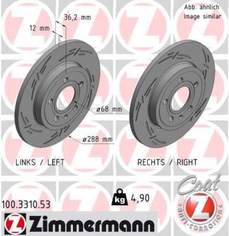 2x ZIMMERMANN Brake Disc BLACK Z