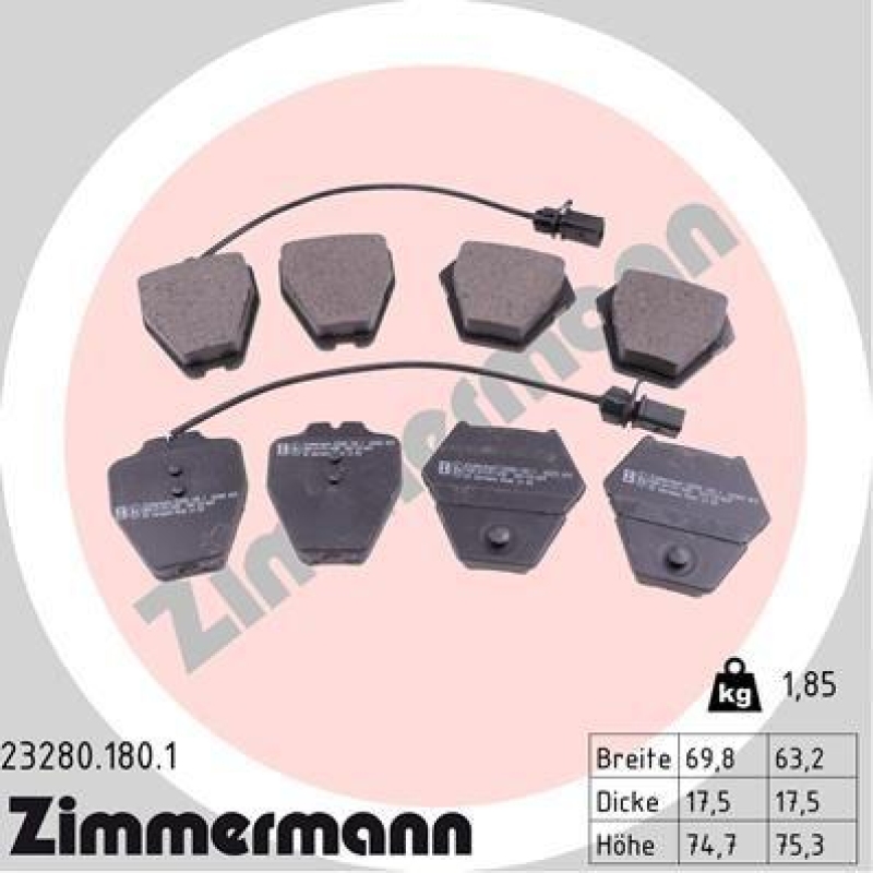 ZIMMERMANN Bremsbelagsatz, Scheibenbremse