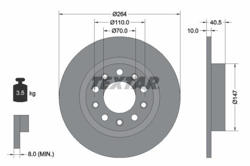 2x TEXTAR Bremsscheibe PRO