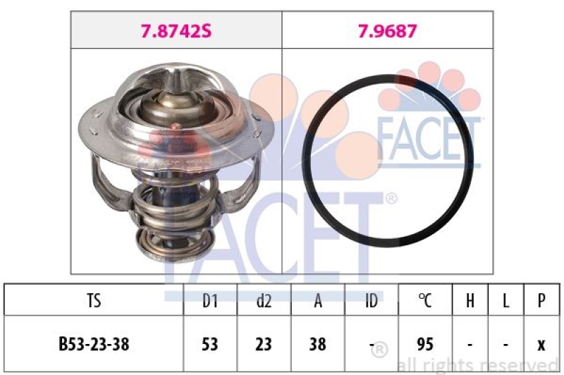 FACET Thermostat, coolant Made in Italy - OE Equivalent