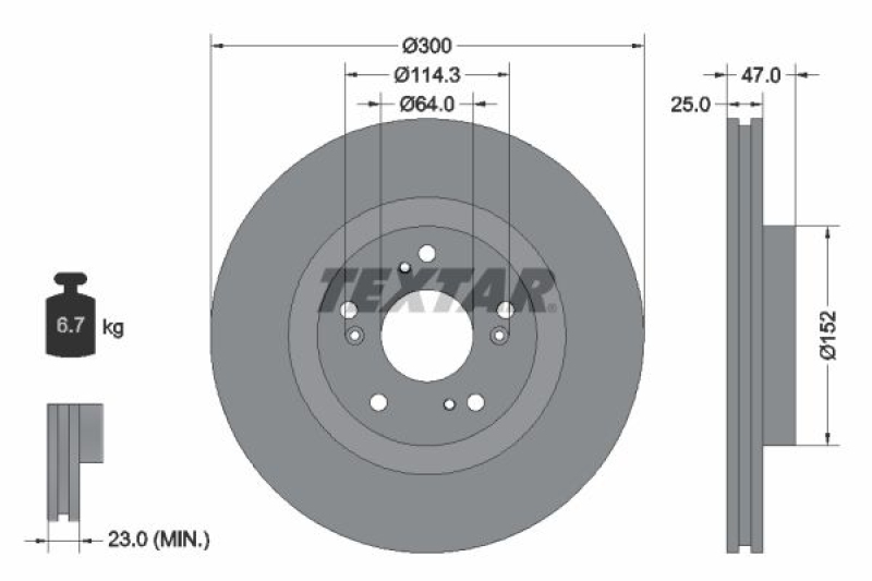 2x TEXTAR Bremsscheibe PRO 92177903