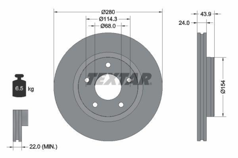 2x TEXTAR Bremsscheibe PRO 92232203