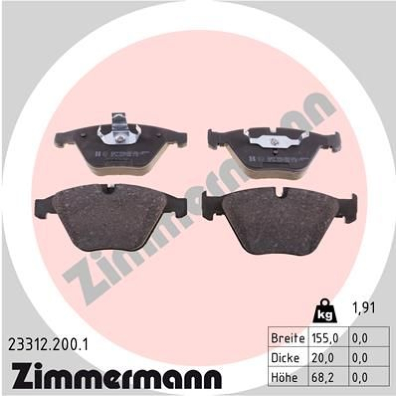 2x ZIMMERMANN Bremsscheiben Ø324mm + Beläge Vorne passend für BMW 5 (E60, E61)