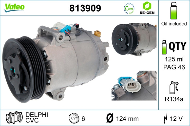VALEO Kompressor, Klimaanlage VALEO RE-GEN - AT 813909
