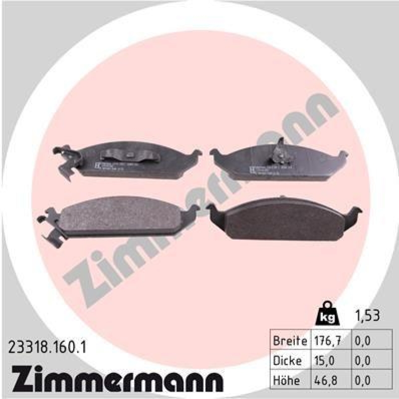 ZIMMERMANN Brake Pad Set, disc brake