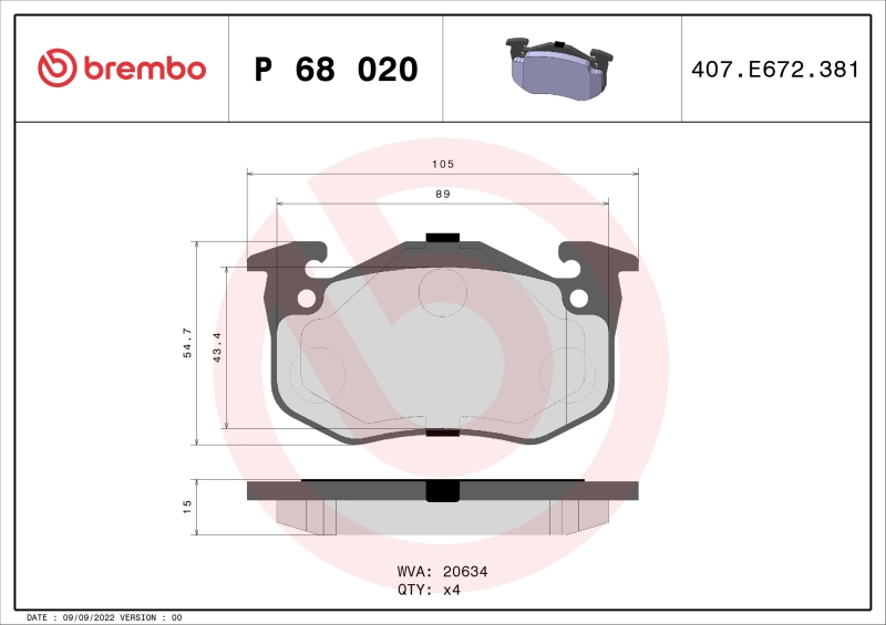 BREMBO Brake Pad Set, disc brake PRIME LINE