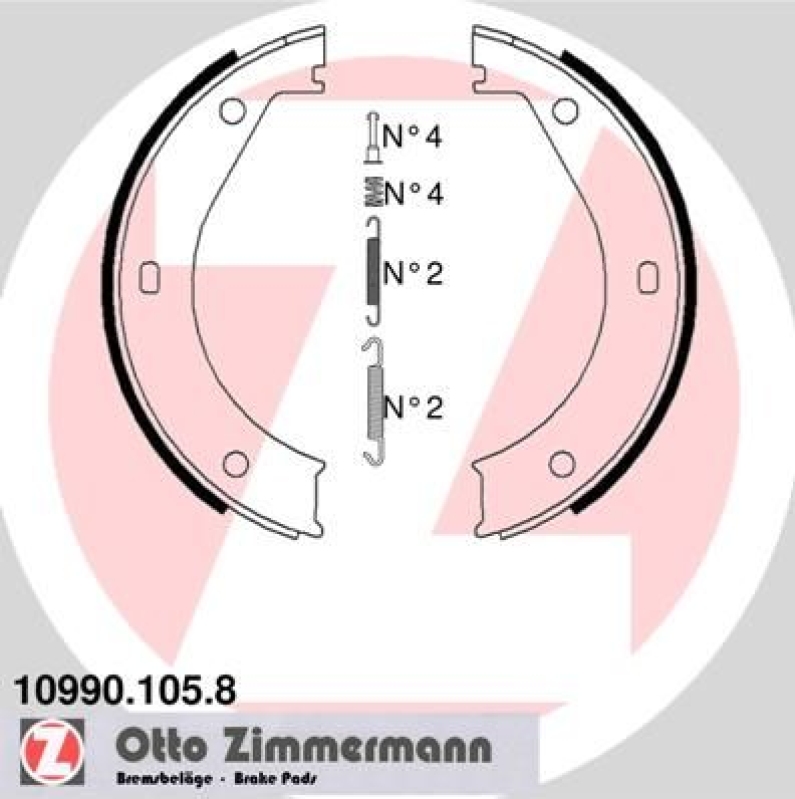 ZIMMERMANN Brake Shoe Set, parking brake