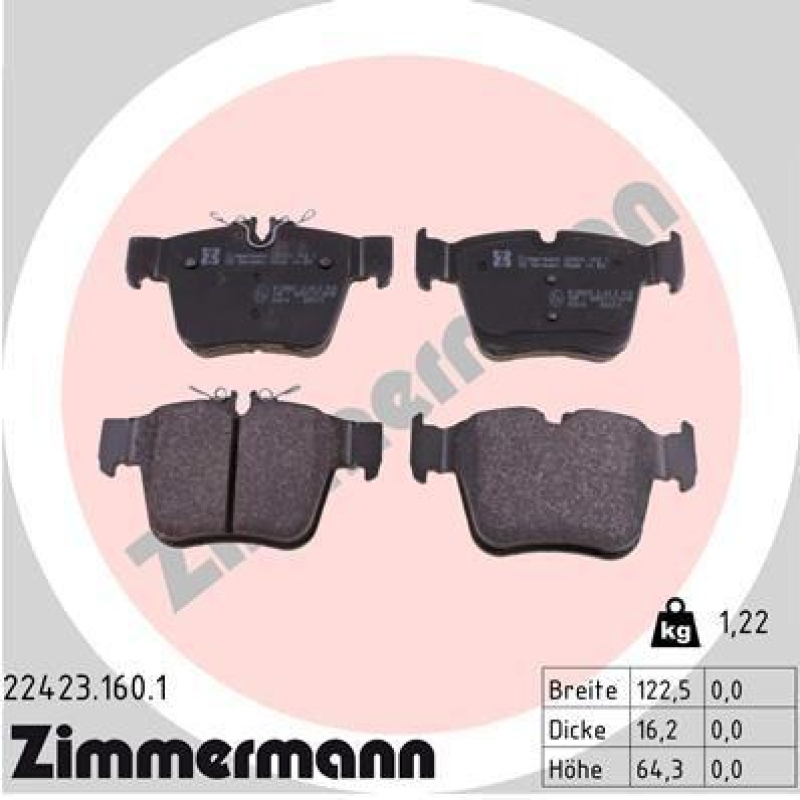 ZIMMERMANN Bremsbelagsatz, Scheibenbremse 22423.160.1