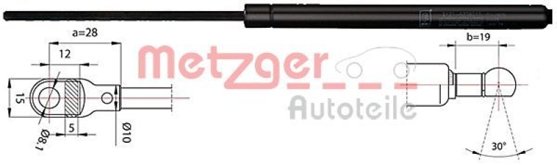 METZGER Gas Spring, rear window