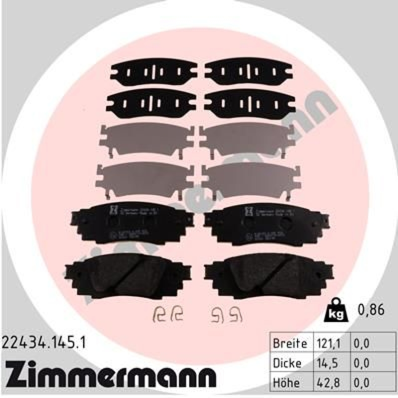 ZIMMERMANN Bremsbelagsatz, Scheibenbremse