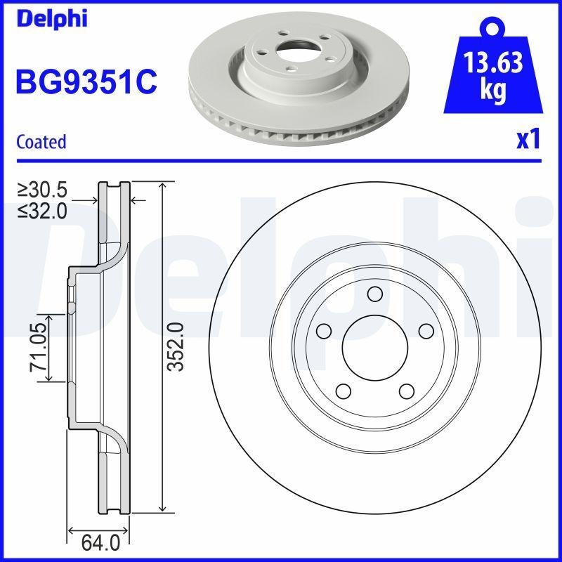 2x DELPHI Bremsscheibe BG9351C