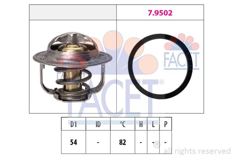 FACET Thermostat für Kühlmittel / Kühlerthermostat Made in Italy - OE Equivalent