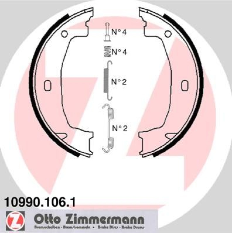 ZIMMERMANN Brake Shoe Set, parking brake