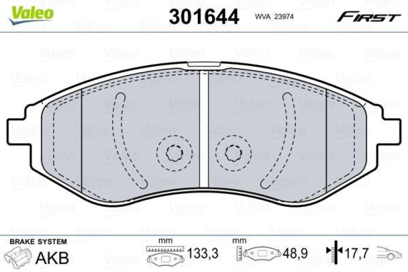 VALEO Bremsbelagsatz, Scheibenbremse ESSENTIAL 301644