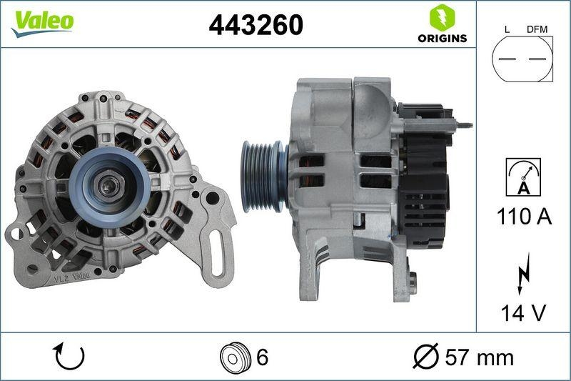 VALEO Generator VALEO ORIGINS - NEW O.E. TECHNOLOGIE 443260