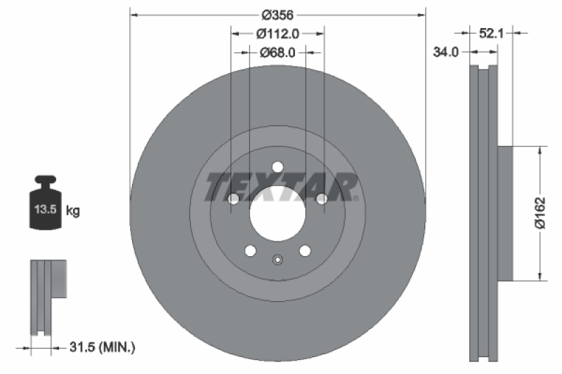 2x TEXTAR Bremsscheibe PRO