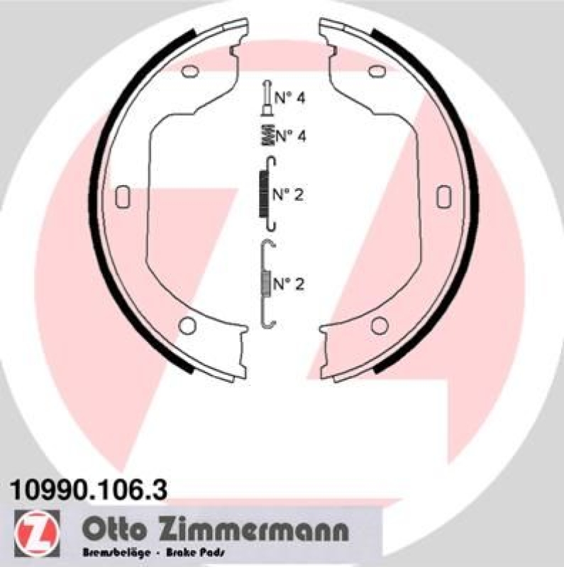 ZIMMERMANN Brake Shoe Set, parking brake