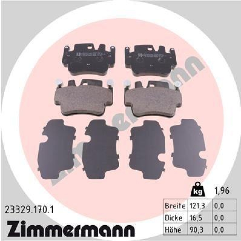ZIMMERMANN Bremsbelagsatz, Scheibenbremse 23329.170.1
