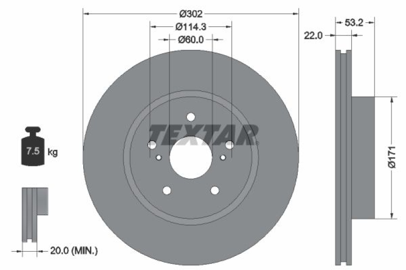 2x TEXTAR Brake Disc PRO