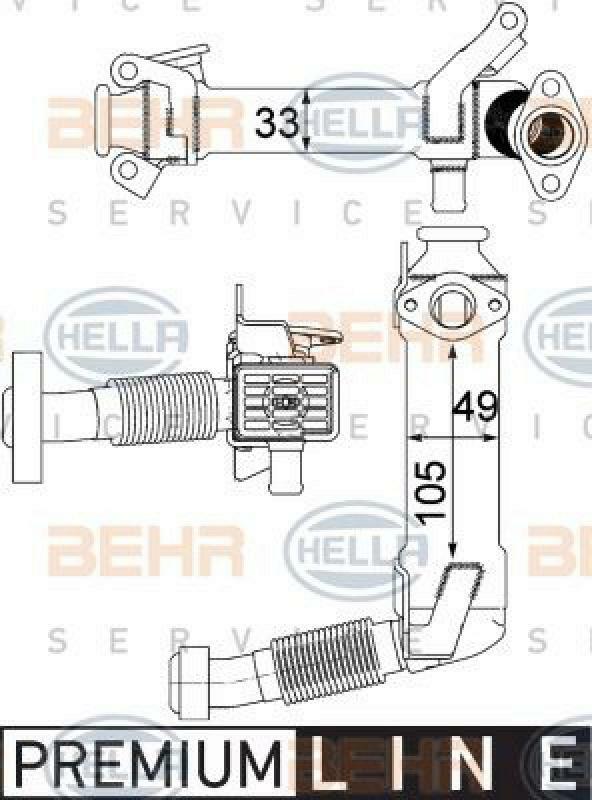 HELLA Cooler, exhaust gas recirculation BEHR HELLA SERVICE *** PREMIUM LINE ***