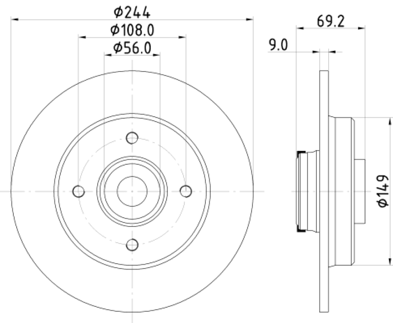 2x HELLA Brake Disc PRO