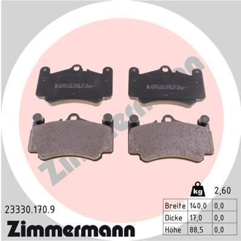 ZIMMERMANN Bremsbelagsatz, Scheibenbremse pb:z 23330.170.9