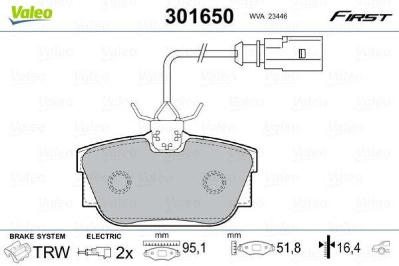 VALEO Bremsbelagsatz, Scheibenbremse ESSENTIAL 301650