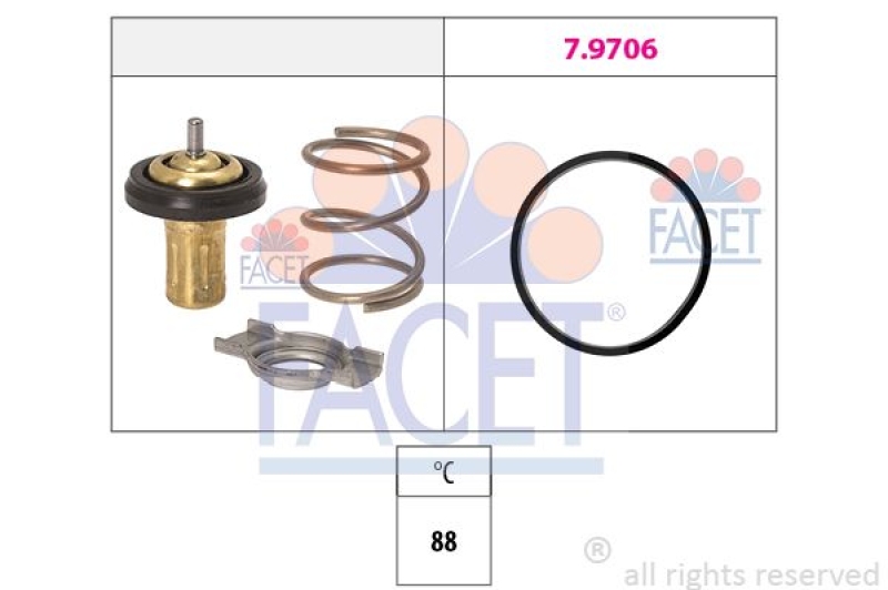 FACET Thermostat, coolant Made in Italy - OE Equivalent