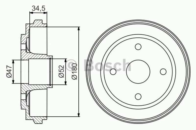 2x BOSCH Bremstrommel 0 986 477 264