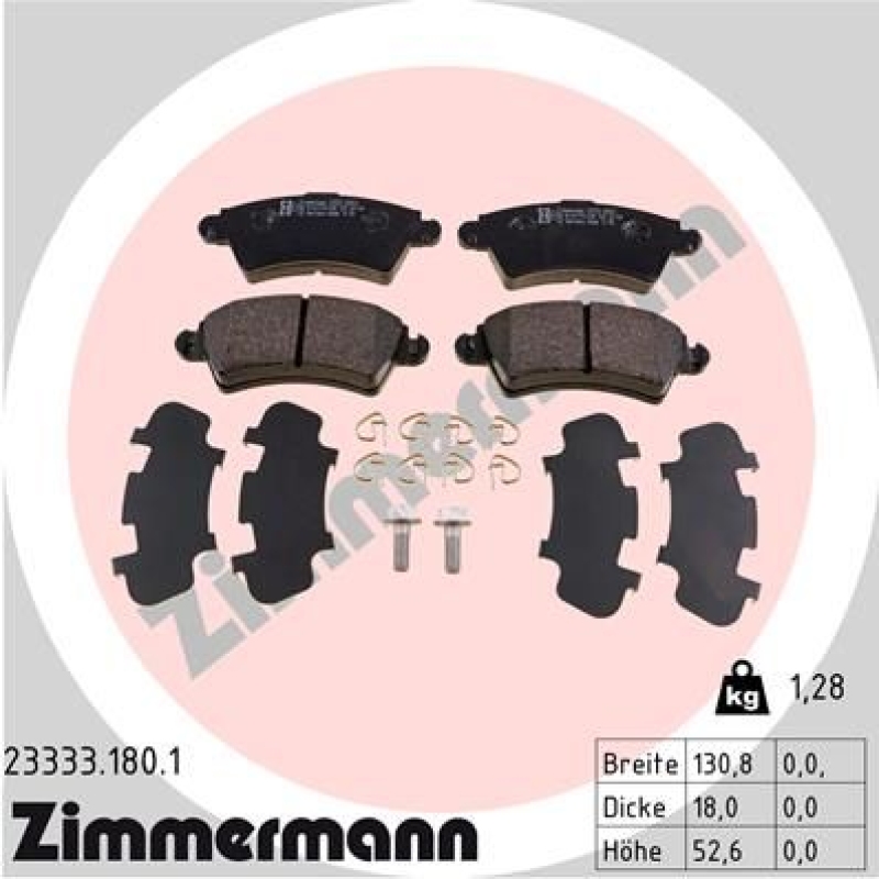 ZIMMERMANN Bremsbelagsatz, Scheibenbremse