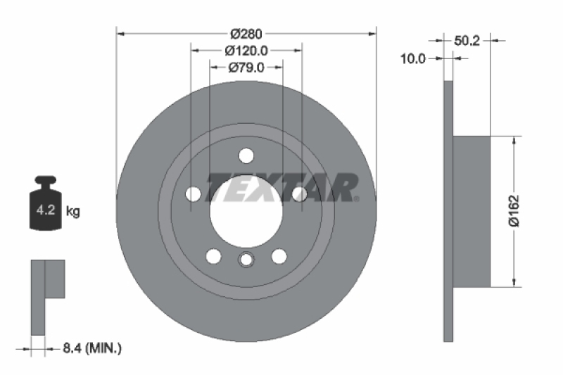 2x TEXTAR Bremsscheibe PRO 92238703