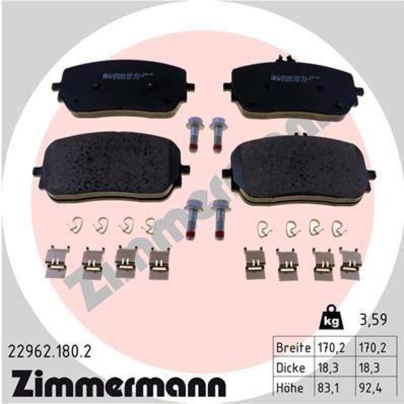 ZIMMERMANN Bremsbelagsatz, Scheibenbremse