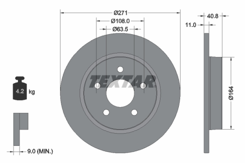 2x TEXTAR Bremsscheibe PRO