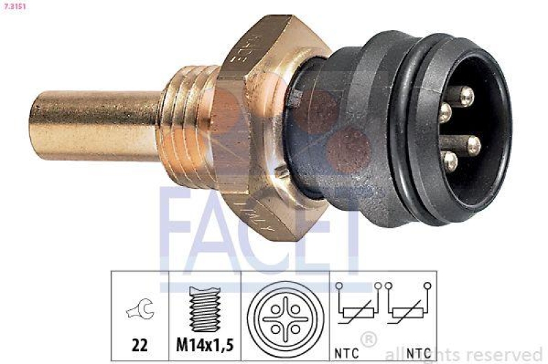 FACET Sensor, Kühlmitteltemperatur Made in Italy - OE Equivalent